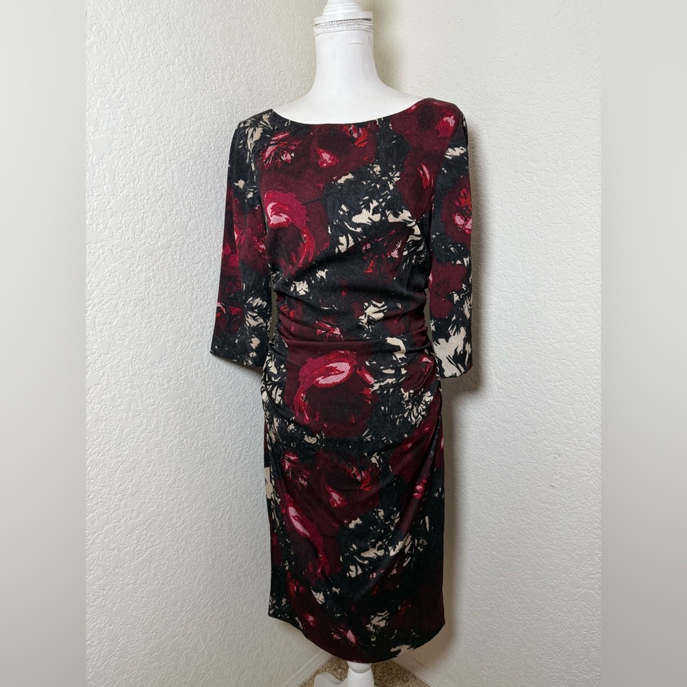 Tracy Reese Anthropologie Floral Paintbrush Watercolor Silk‎ Crepe Dress S 10